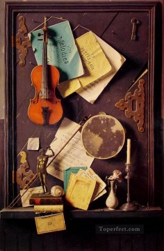 静物 Painting - 古い食器棚のドア ウィリアム・ハーネットの静物画